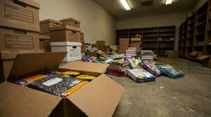 Material escolar no chão imagem collorau